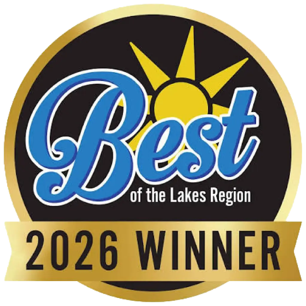 Best of the Lakes Region 2026 Winner logo with a sun graphic and gold trim.